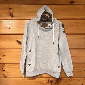 NWT Lee Han Ton fleece leopard fur hoodie sweatshirt size Grey XL drawstring
